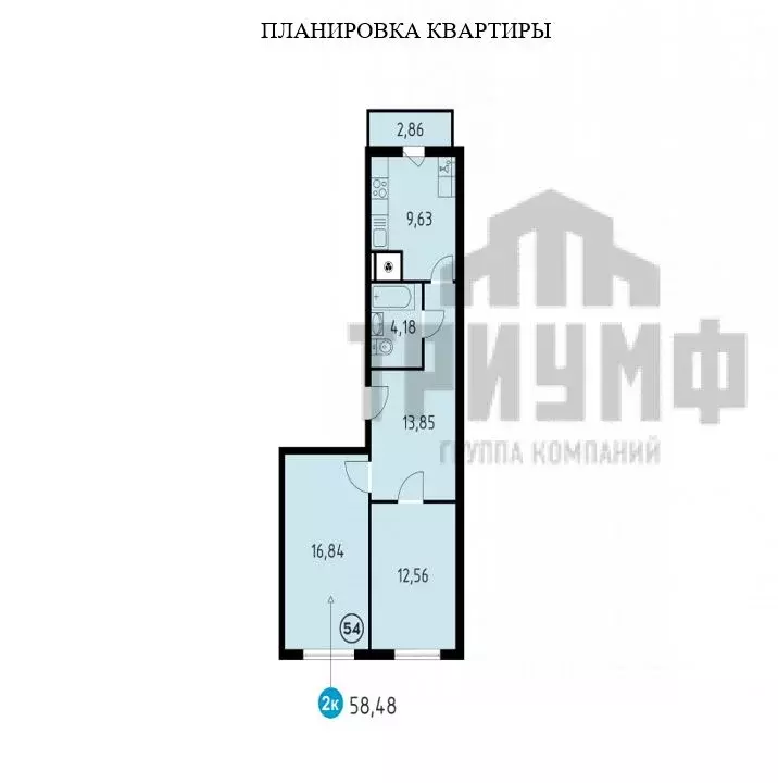 2-к кв. Нижегородская область, Кстово ул. Сутырина, 9 (58.48 м) - Фото 1