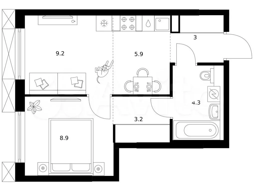 1-к. квартира, 34,5 м, 23/31 эт. - Фото 0