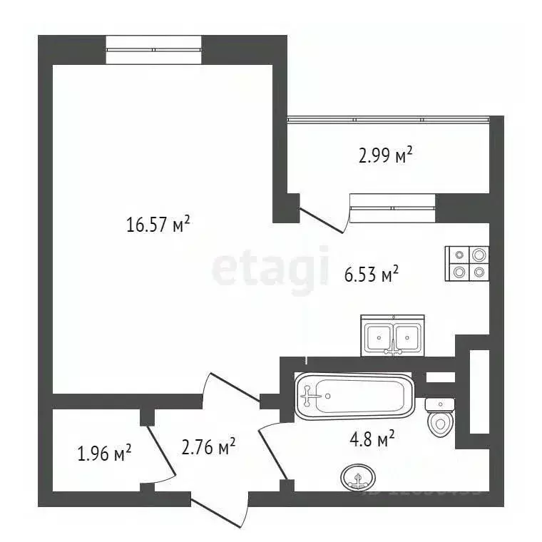 Студия Московская область, Одинцово ул. Белорусская, 10 (33.5 м) - Фото 0