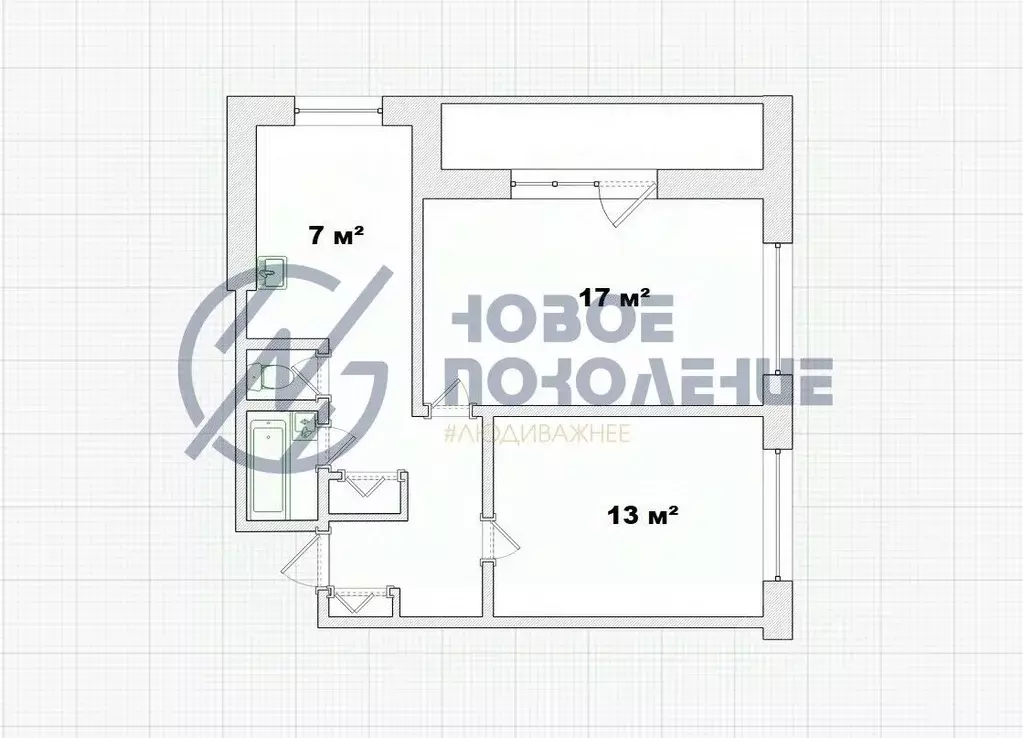 2-к кв. Омская область, Омск наб. Тухачевского, 20 (48.0 м) - Фото 1