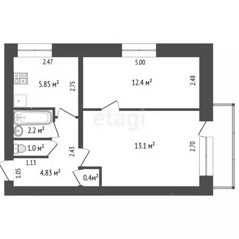2-к кв. Татарстан, Менделеевск ул. Чоловского, 4 (39.78 м) - Фото 2
