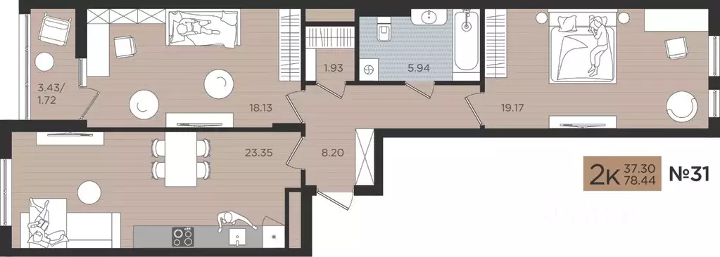 2-к кв. Калининградская область, Калининград Мой Город жилой комплекс ... - Фото 1