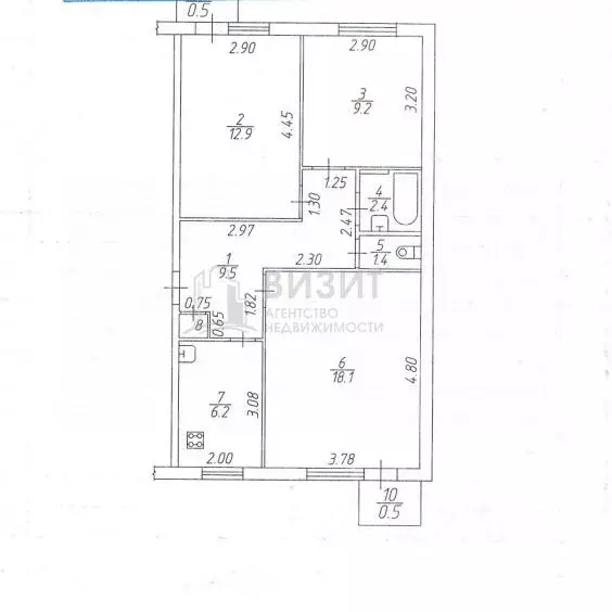 3-к кв. Татарстан, Нижнекамск ул. Гагарина, 5 (60.0 м) - Фото 2