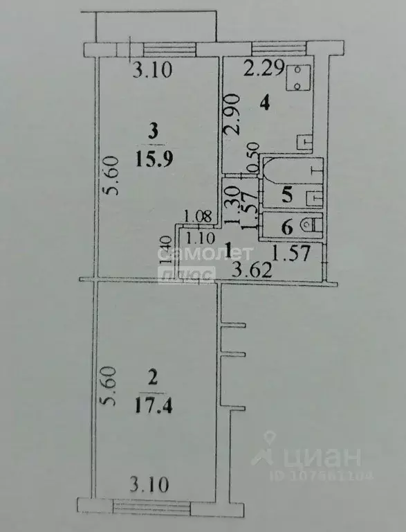 2-к кв. Липецкая область, Липецк ул. Вермишева, 8 (47.0 м) - Фото 2