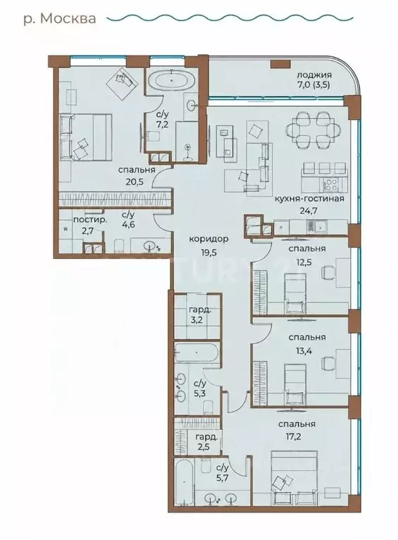 4-к кв. Москва ул. Нижние Мневники, 7 (139.0 м) - Фото 2
