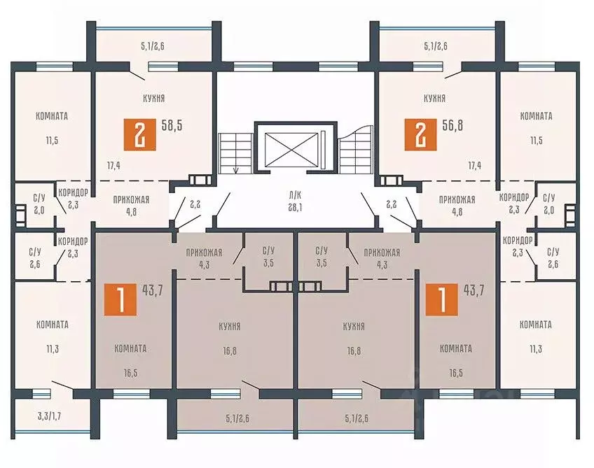 1-к кв. Курганская область, Курган ул. Коли Мяготина, 34Бк1 (43.7 м) - Фото 2