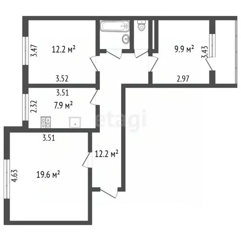 3-к кв. Крым, Щелкино Ленинский район, 3-й мкр, 99 (65.7 м) - Фото 1