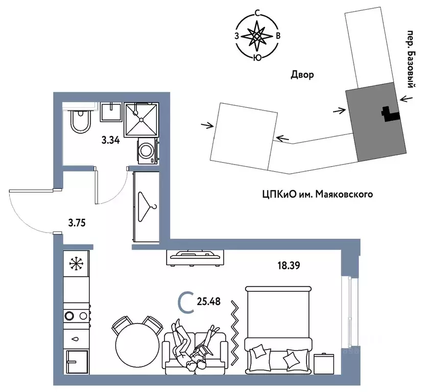 Студия Свердловская область, Екатеринбург пер. Базовый, 10 (25.48 м) - Фото 1