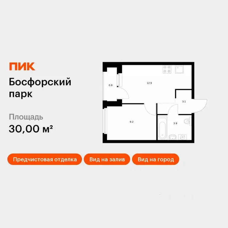 1-к кв. Приморский край, Владивосток Босфорский Парк жилой комплекс, 5 ... - Фото 1