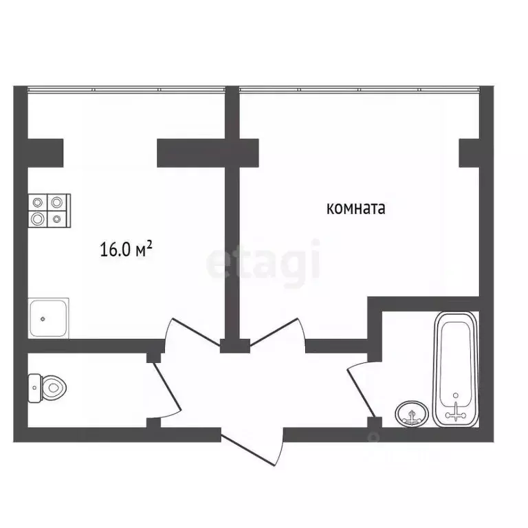 1-к кв. Ставропольский край, Пятигорск ул. Пестова (44.6 м) - Фото 1