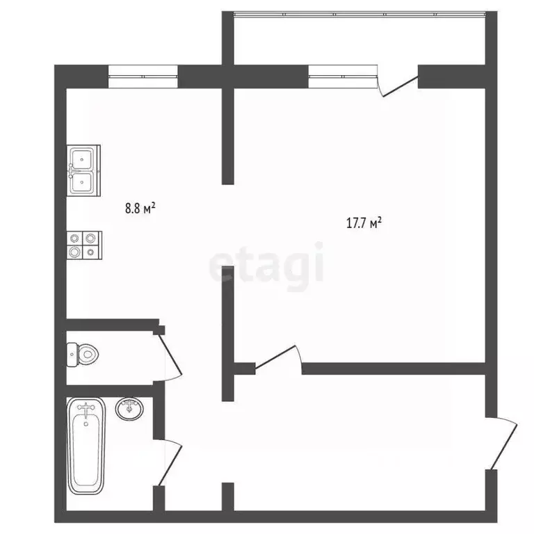 1-к кв. Челябинская область, Челябинск ул. Конструктора Духова, 7 ... - Фото 2