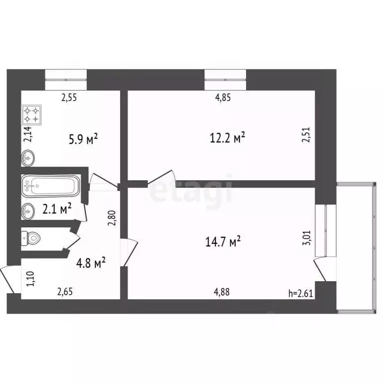 2-к кв. Владимирская область, Ковров Моховая ул., 1/4 (40.7 м) - Фото 2