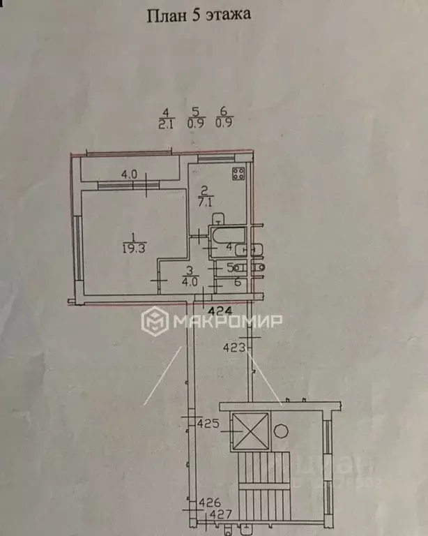1-к кв. Санкт-Петербург просп. Луначарского, 39К1 (34.3 м) - Фото 2