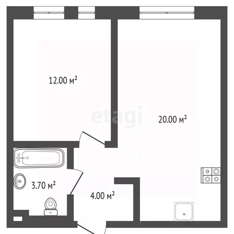 1-к кв. Тюменская область, Тюмень Полевая ул., 117к4 (39.7 м) - Фото 1