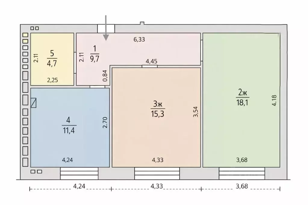 2-к кв. Калининградская область, Калининград Чкаловск мкр, пер. ... - Фото 2