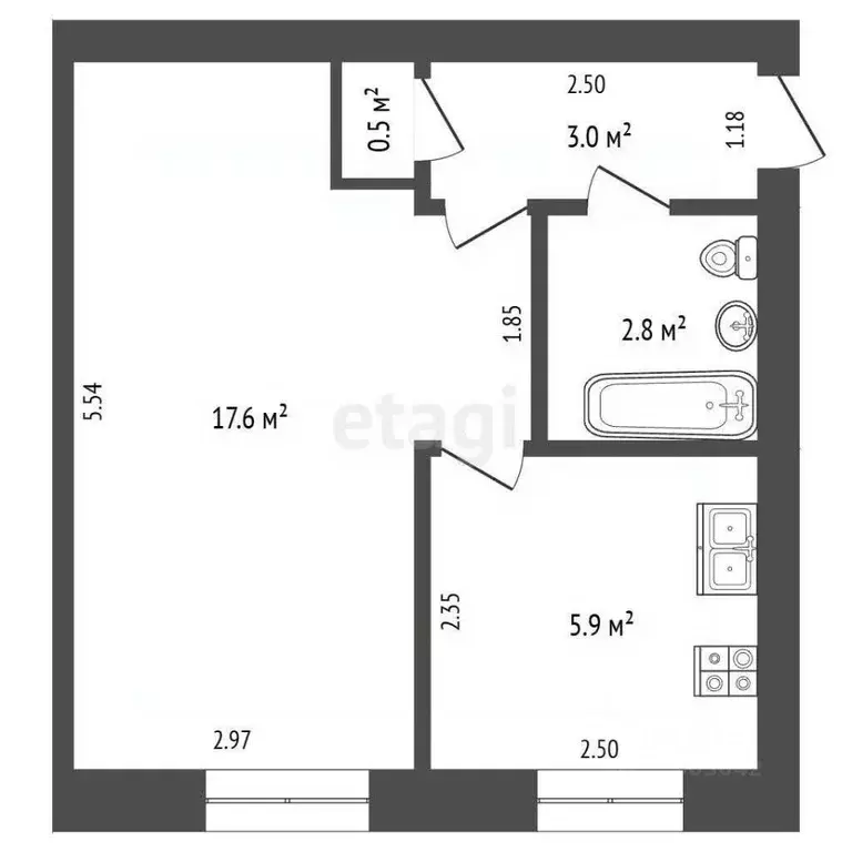 1-к кв. Забайкальский край, Чита ул. Амурская, 2 (29.8 м) - Фото 2