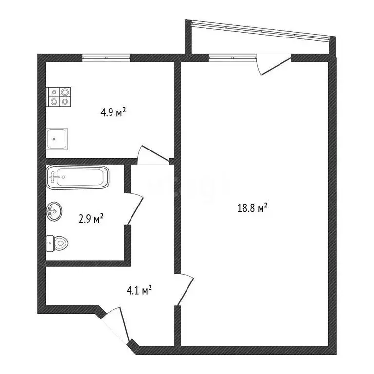 1-комнатная квартира: Черкесск, улица Ярославского, 82 (30.7 м) - Фото 2
