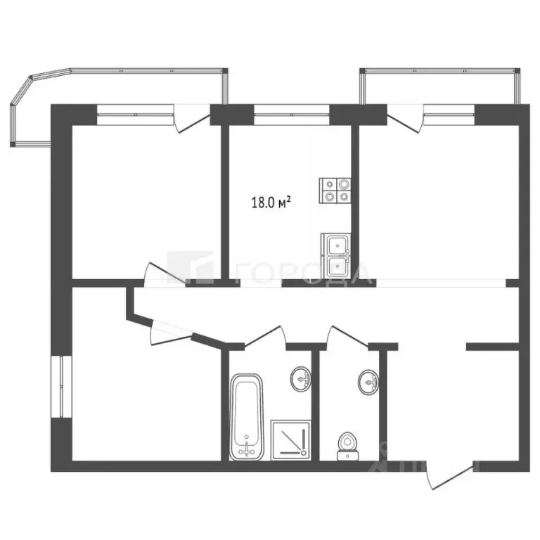 3-к кв. Кемеровская область, Новокузнецк ул. Кирова, 127 (109.5 м) - Фото 2