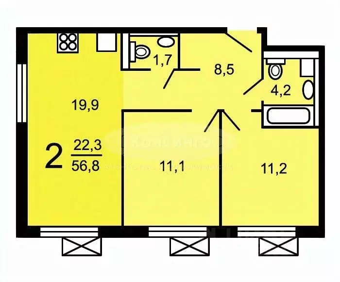 2-к кв. Московская область, Красногорск ул. Видная, 3 (56.8 м) - Фото 1