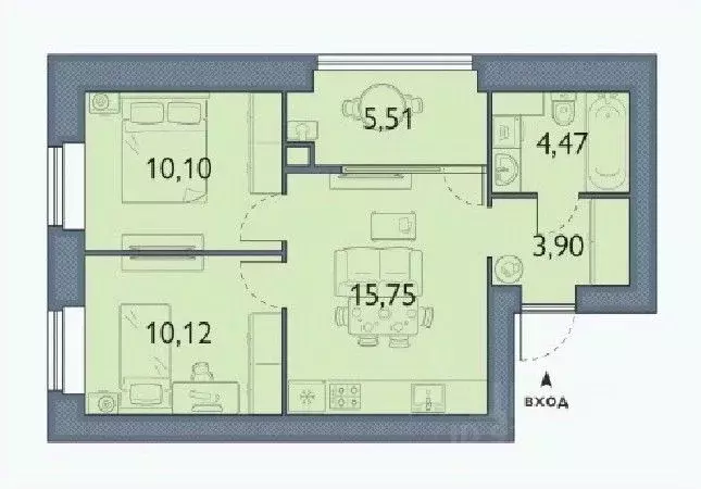 2-к кв. Брянская область, Брянский район, пос. Мичуринский, ... - Фото 1