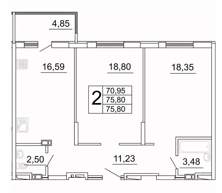 2-к кв. Самарская область, Самара ул. Дыбенко, 5 (75.8 м) - Фото 0