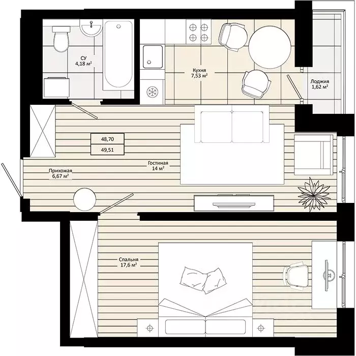 1-к кв. Приморский край, Уссурийск  (49.51 м) - Фото 1