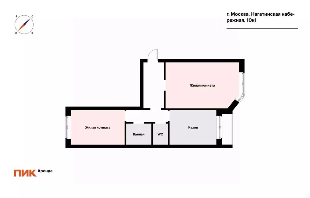 2-к кв. Москва Нагатинская наб., 10к1 (66.3 м) - Фото 2