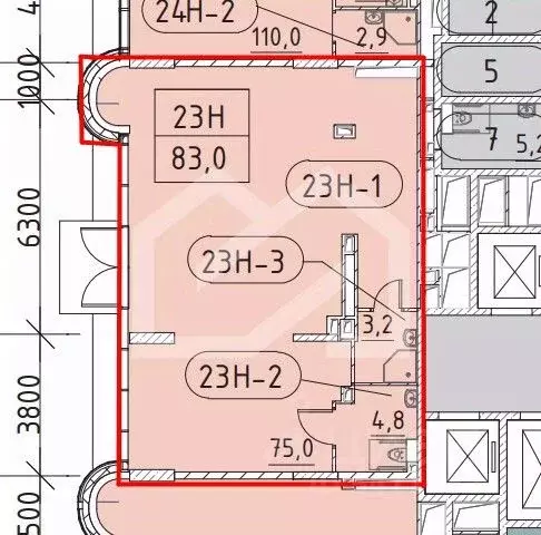 Торговая площадь в Москва Марк жилой комплекс, к1 (83 м) - Фото 2
