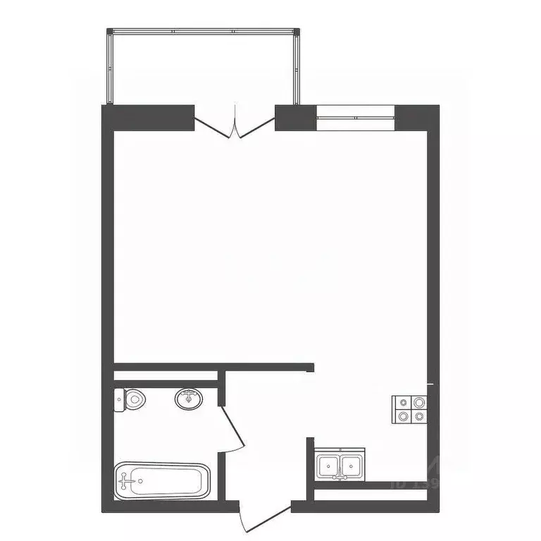 Студия Тюменская область, Тюмень ул. Тимофея Чаркова, 79к2 (32.3 м) - Фото 1