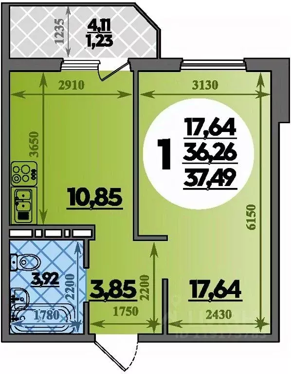 1-к кв. Краснодарский край, Краснодар пос. Березовый, ул. Имени ... - Фото 1