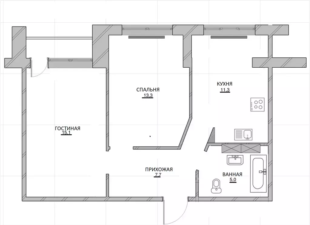 Продаётся 2-к квартира, 52.4 м - Фото 1