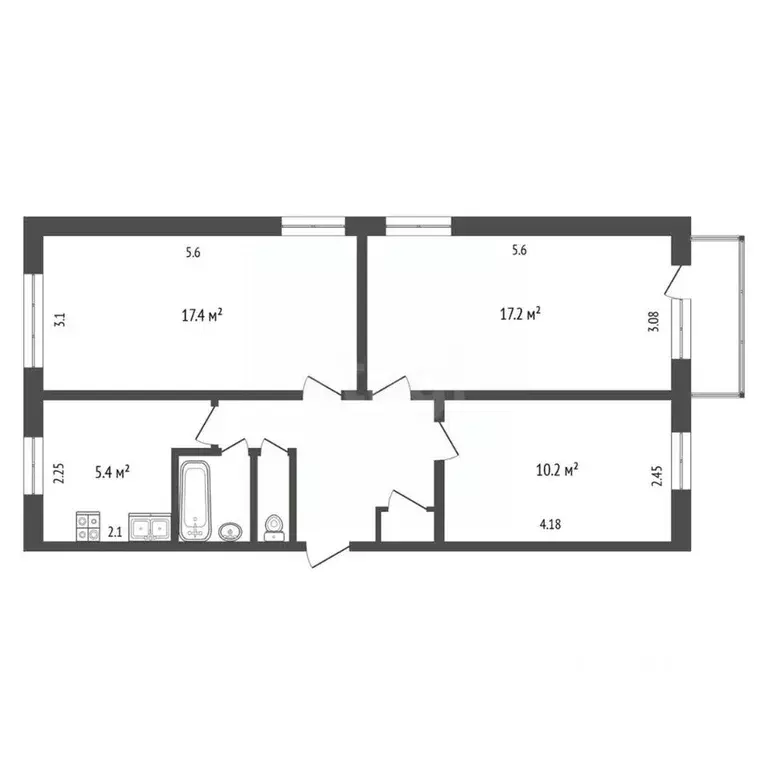 3-к кв. Томская область, Томск тракт Иркутский, 196 (63.0 м) - Фото 1