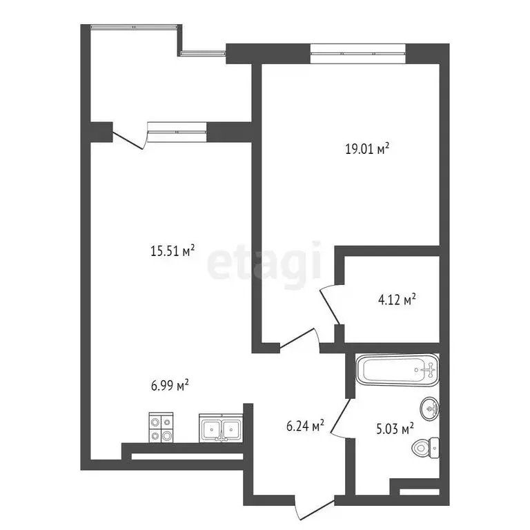 1-комнатная квартира: Тюмень, улица Евгения Войнова, 7 (62.97 м) - Фото 0