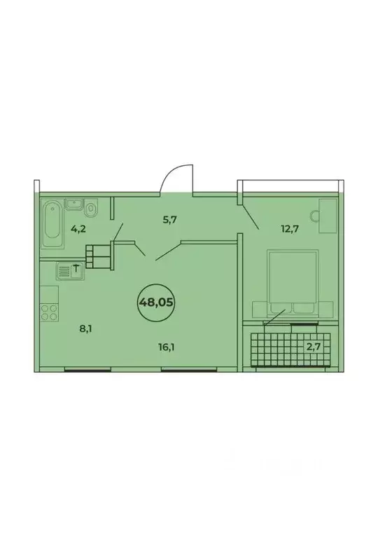 1-к кв. Бурятия, Улан-Удэ 148А мкр,  (48.05 м) - Фото 0