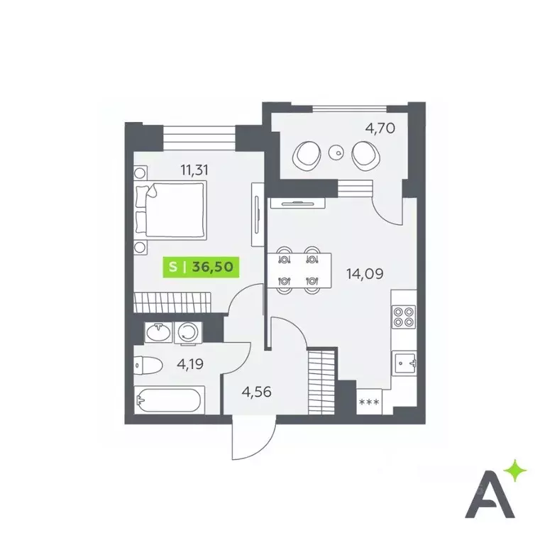 1-к кв. Ленинградская область, Всеволожский район, Заневское городское ... - Фото 1