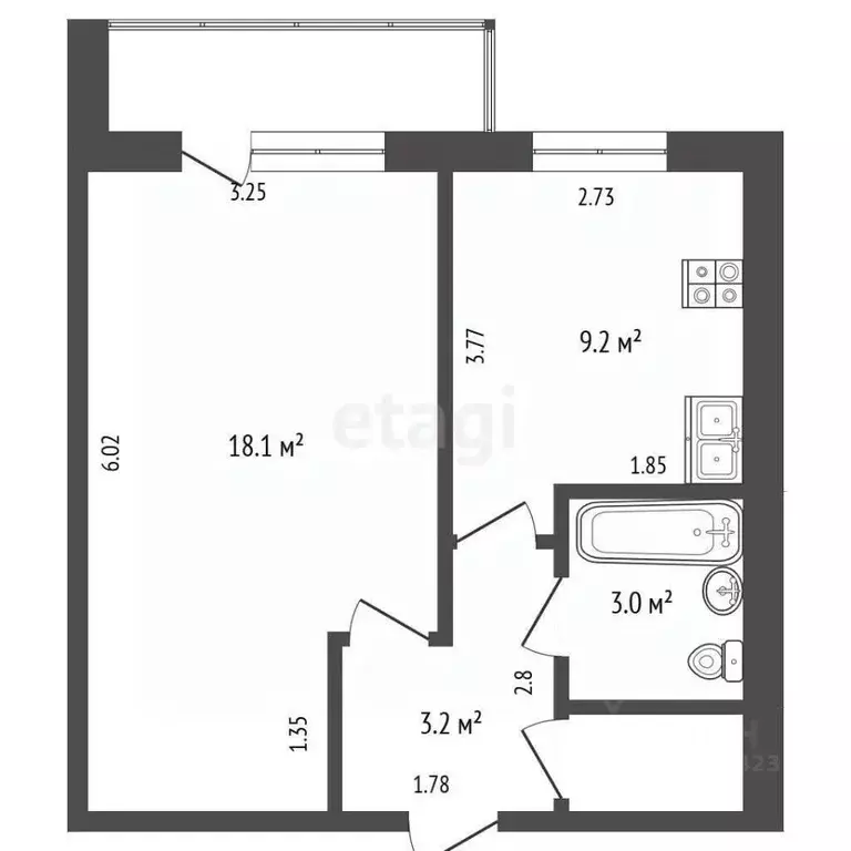 1-к кв. Архангельская область, Котлас ул. Грибоедова, 1 (32.3 м) - Фото 2