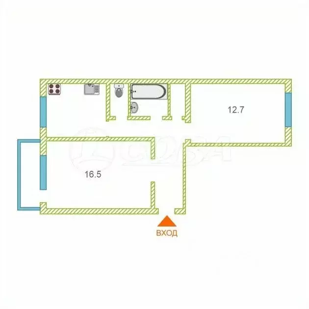 2-к кв. Тюменская область, Тюмень Ткацкий проезд, 24 (51.0 м) - Фото 1