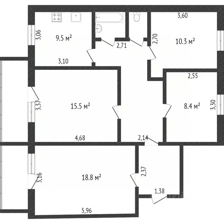4-к кв. Белгородская область, Белгород ул. Губкина, 10а (71.0 м) - Фото 1