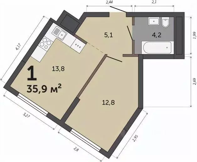 1-к кв. Свердловская область, Екатеринбург Втузгородок жилрайон, ... - Фото 1