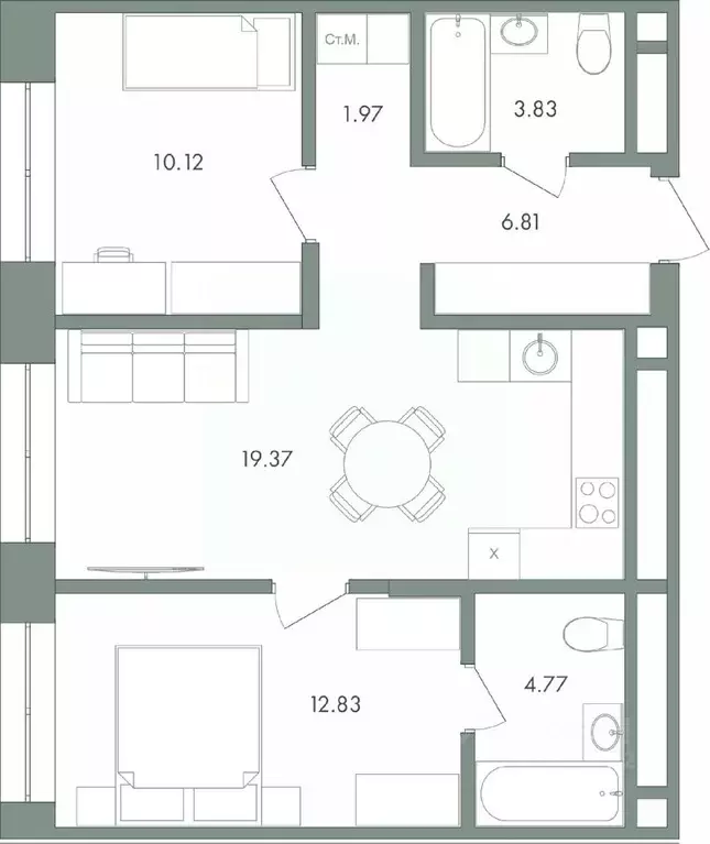 2-к кв. Ханты-Мансийский АО, Сургут ул. Крылова (59.7 м) - Фото 0