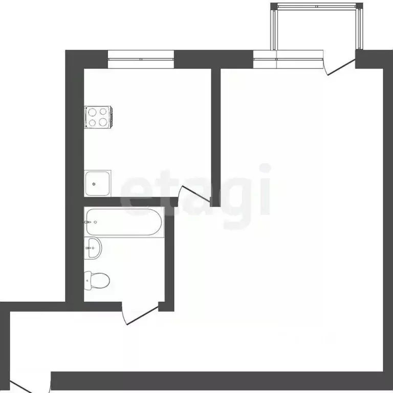 1-к кв. Тюменская область, Тюмень ул. Луначарского, 59 (31.5 м) - Фото 1