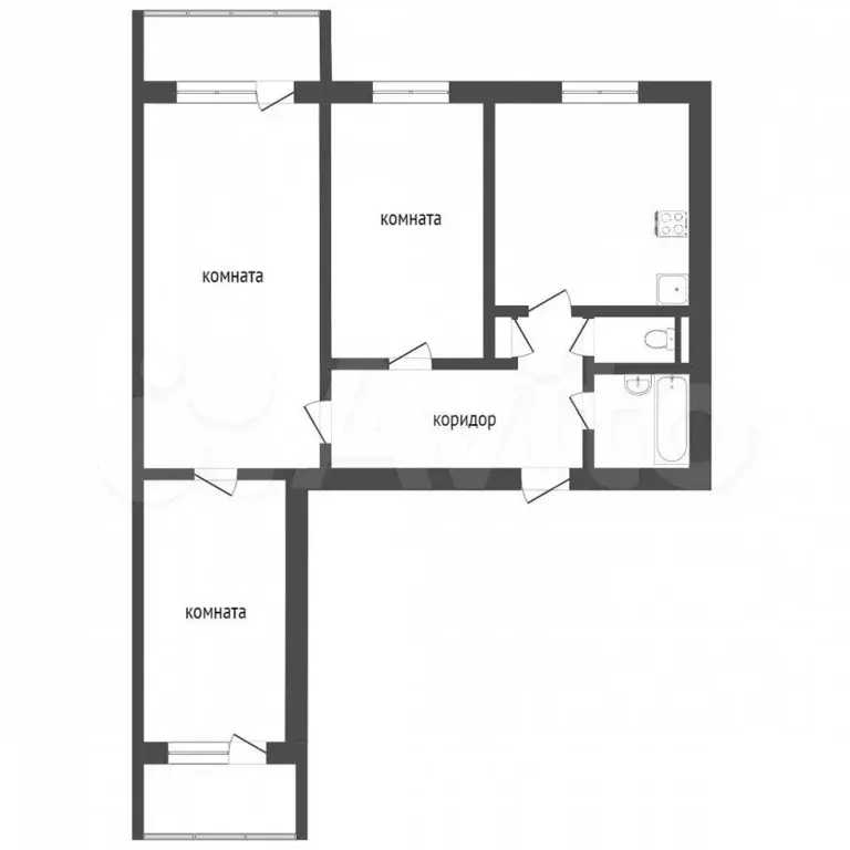 3-к. квартира, 60,8 м, 6/9 эт. - Фото 0