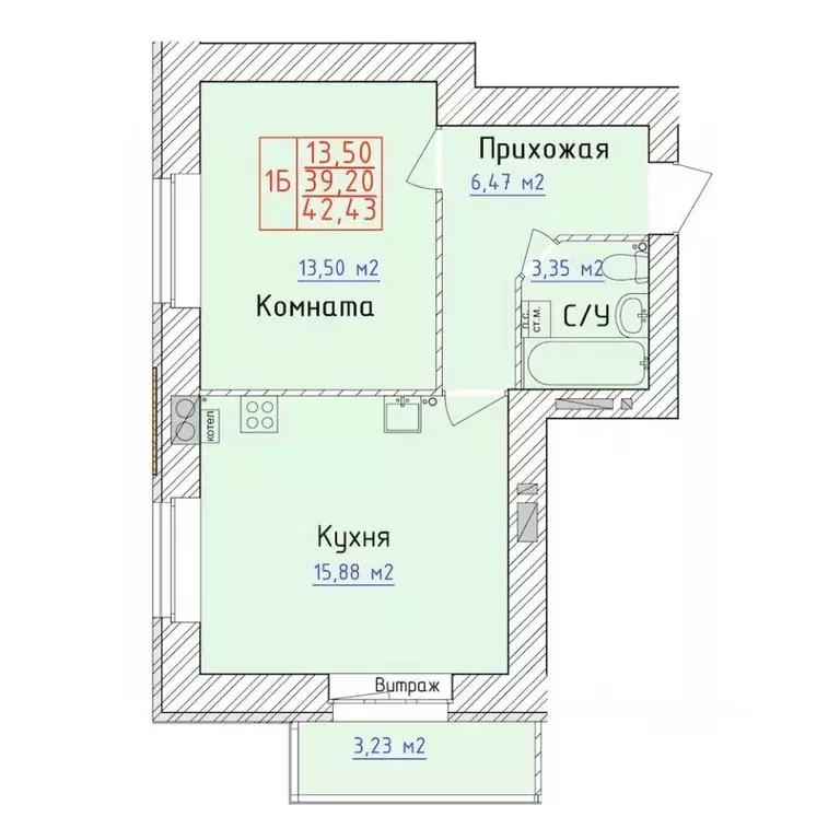 1-к кв. Ярославская область, Ярославль 1-й мкр,  (42.43 м) - Фото 0