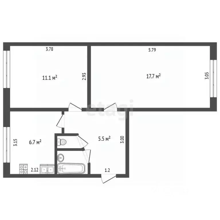 2-к кв. Ямало-Ненецкий АО, Новый Уренгой просп. Мира, 28 (44.1 м) - Фото 2