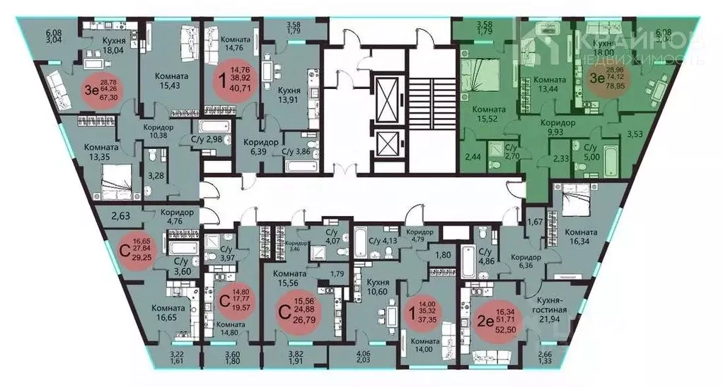 3-к кв. Воронежская область, Воронеж Электросигнальная ул. (78.95 м) - Фото 2
