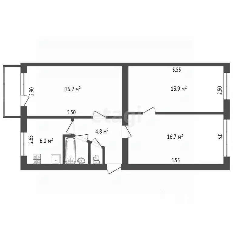 3-к кв. Орловская область, Орел ул. Металлургов, 32 (60.4 м) - Фото 2
