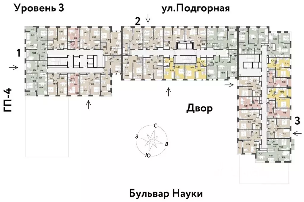 3-к кв. Тюменская область, Тюмень Подгорная ул., 61к1 (67.12 м) - Фото 1