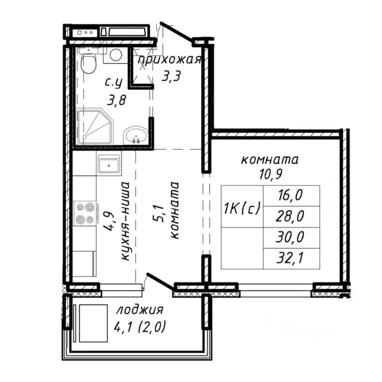 1-к кв. Новосибирская область, Новосибирск ул. Связистов, 162/3 (30.0 ... - Фото 1