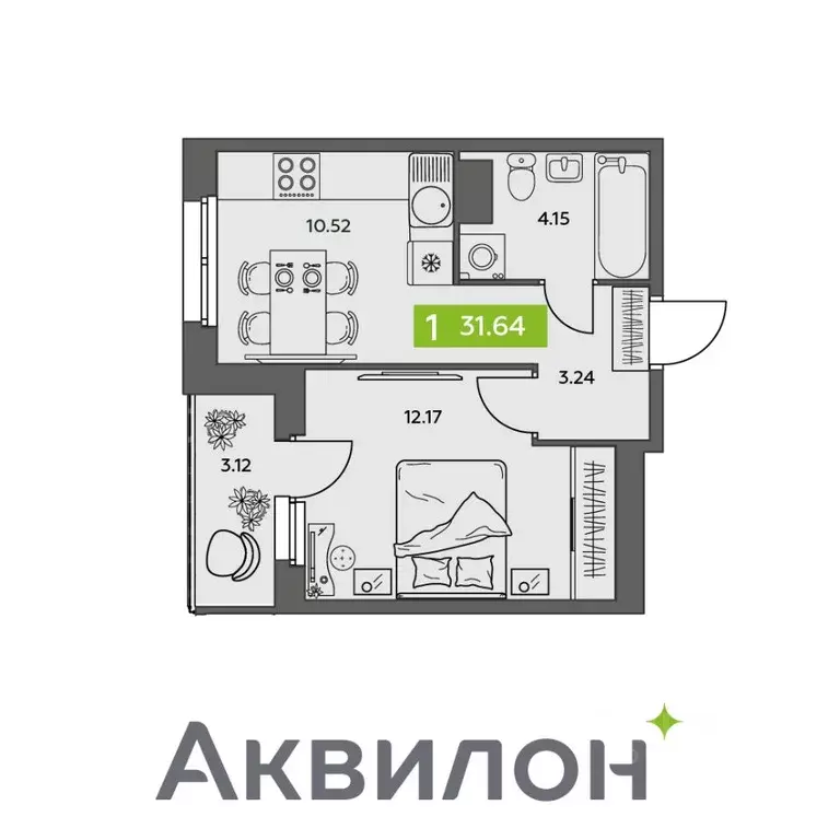 1-к кв. Архангельская область, Северодвинск  (31.64 м) - Фото 0