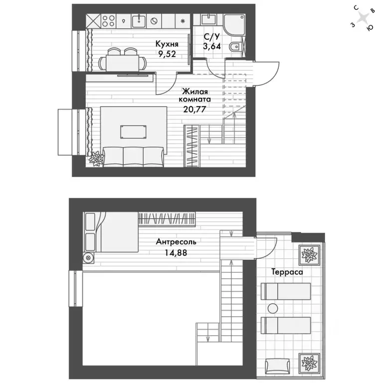 1-к кв. Татарстан, Зеленодольский район, Октябрьское с/пос, пос. ... - Фото 2